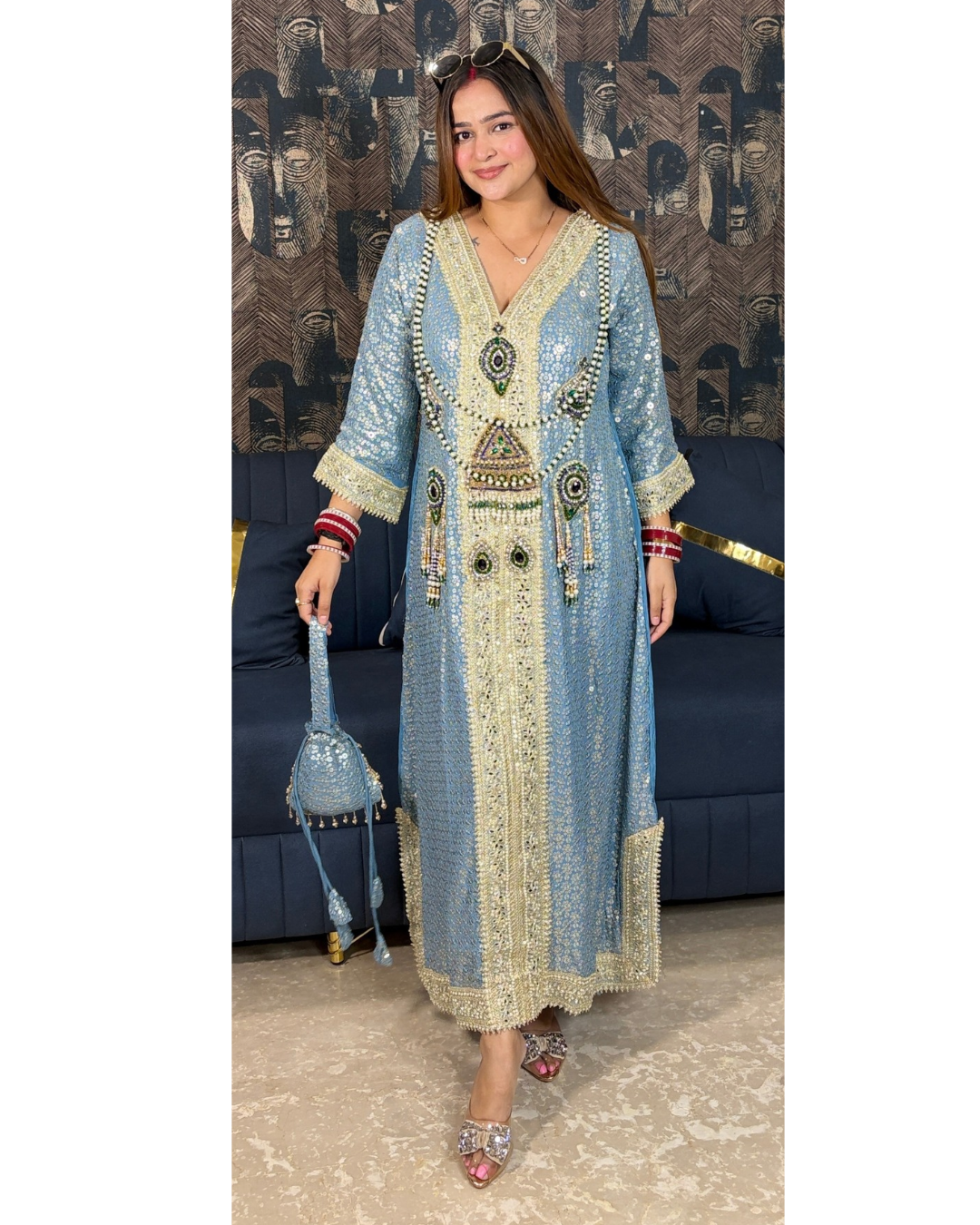 KAREENA-LONG DRESS WITH BAG