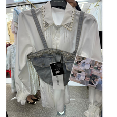 GIA- " WHITE SHIRT WITH DENIM SHIRT BUSTIER"