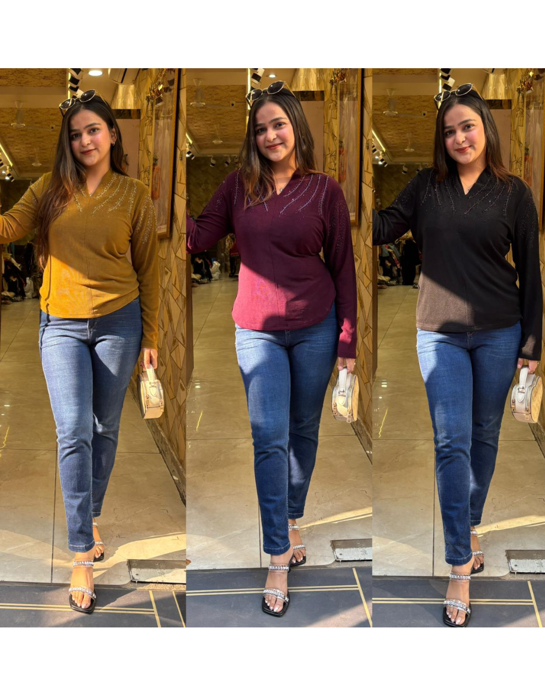 STUDDED FULL SLEEVES TOP