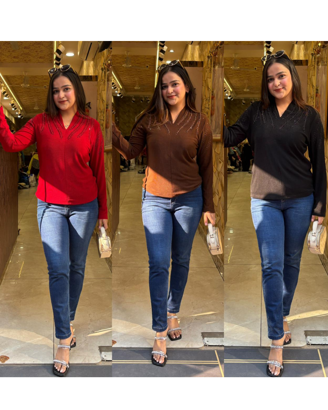 STUDDED FULL SLEEVES TOP