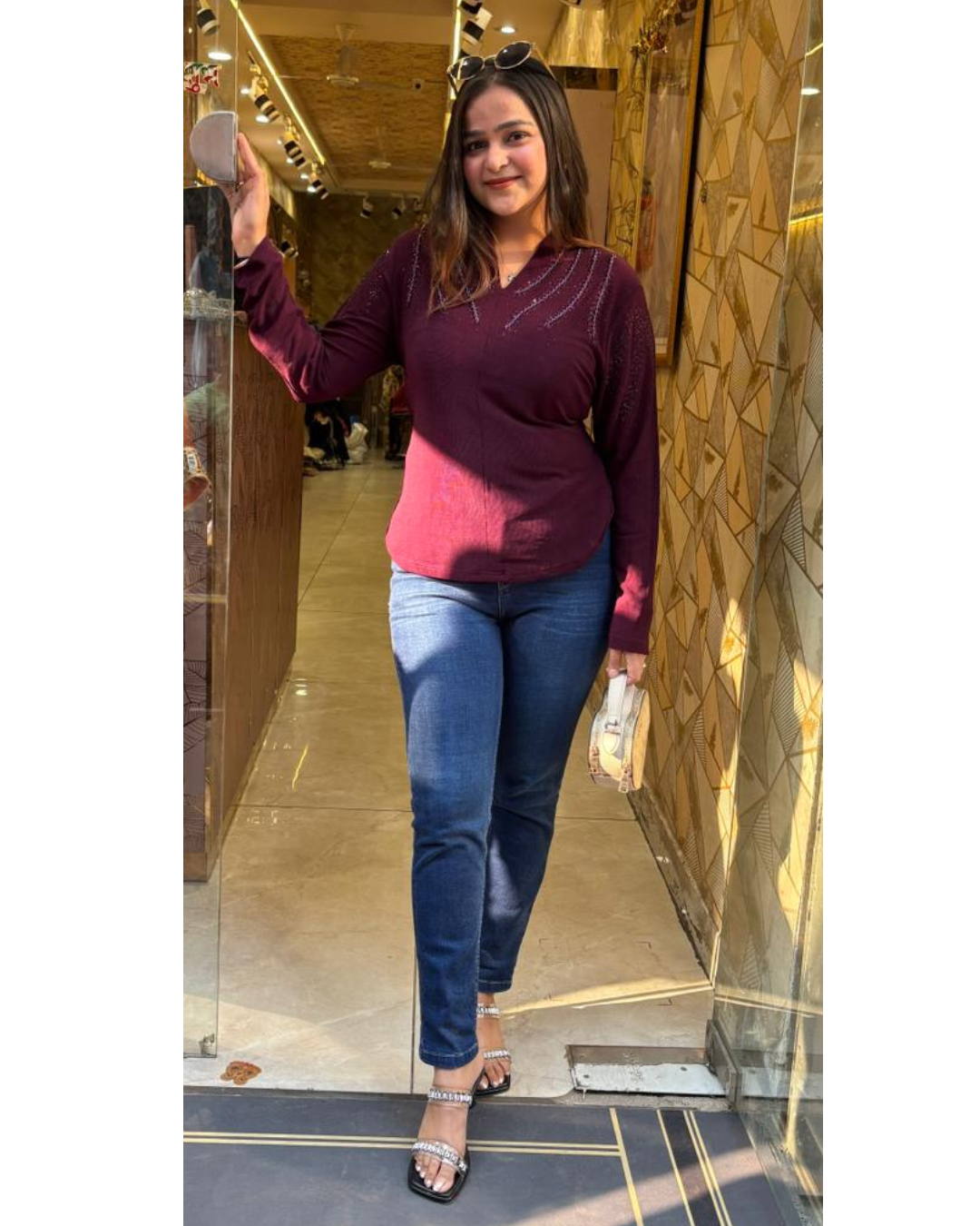 STUDDED FULL SLEEVES TOP