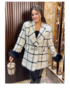 TWEED BLAZER WITH DETACHABLE FUR