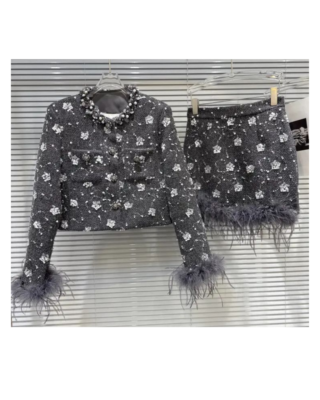 TWEED BLAZER FEATHER SET