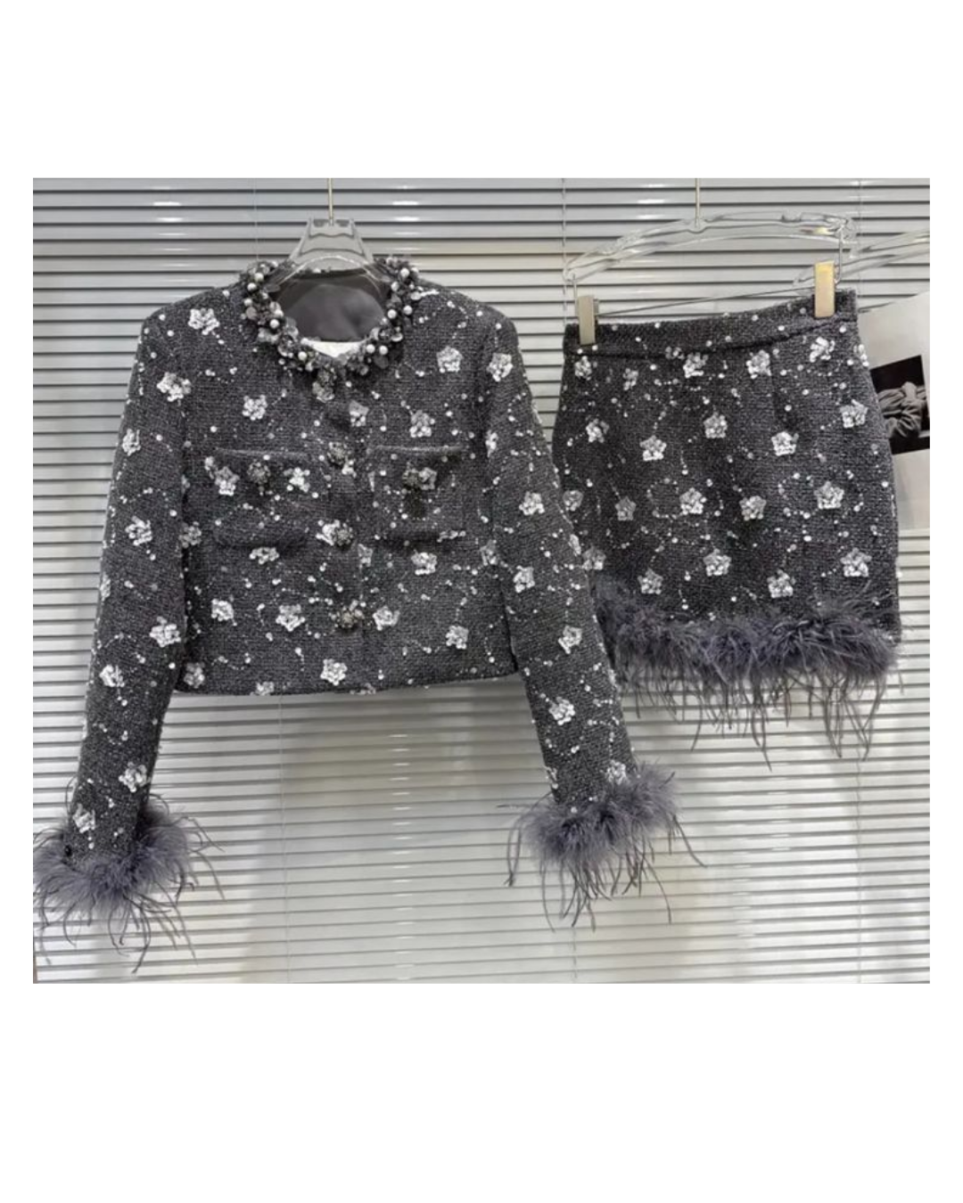 TWEED BLAZER FEATHER SET