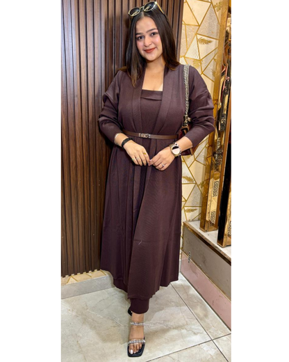 shila tube dress with shrug and belt
