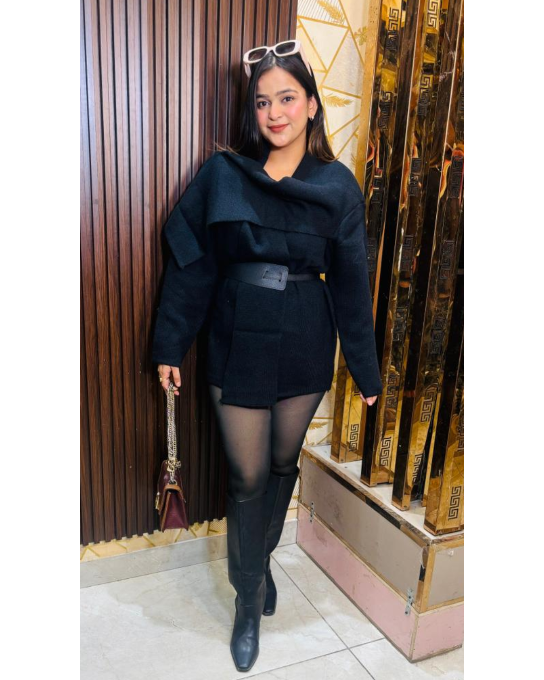 TRENDY COAT WITH BELT