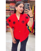 ROSA-EMBELLISHED TOP