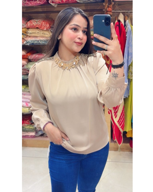 KAIRA-EMBELLISHED TOP