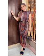 KISHA-PLEATED DRESS WITH SCARF