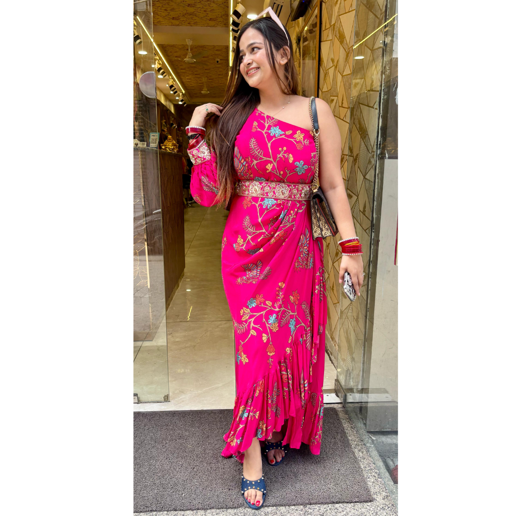 "DRAPE  PINKY DRESS"