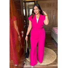 "PREETI" PINK JUMSPUIT WITH BELT