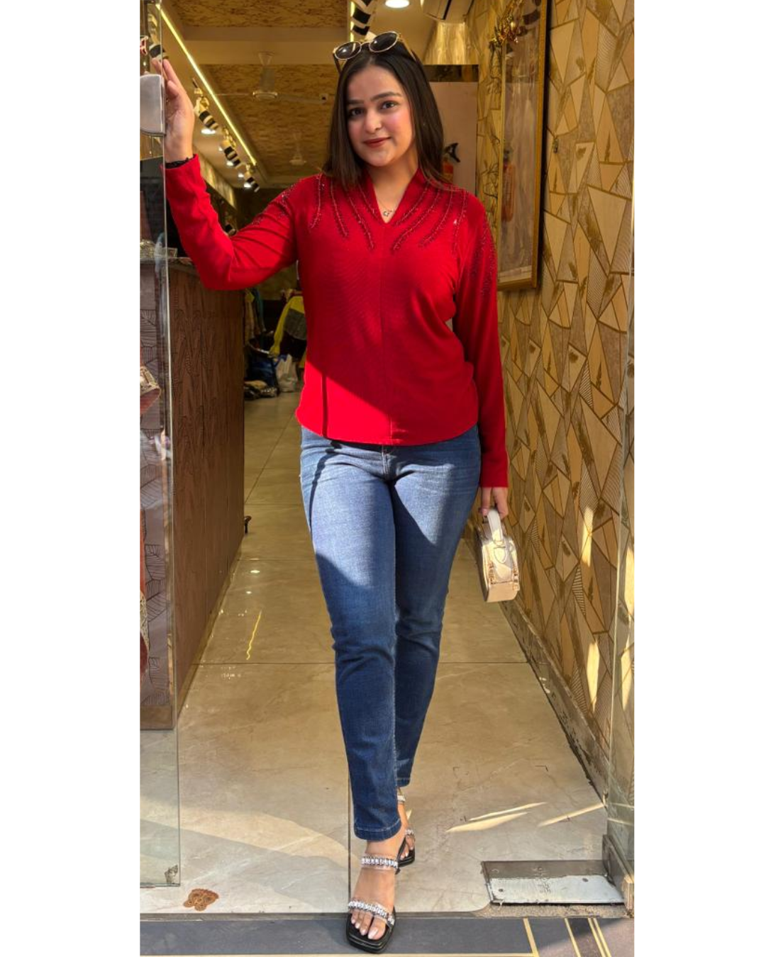 STUDDED FULL SLEEVES TOP