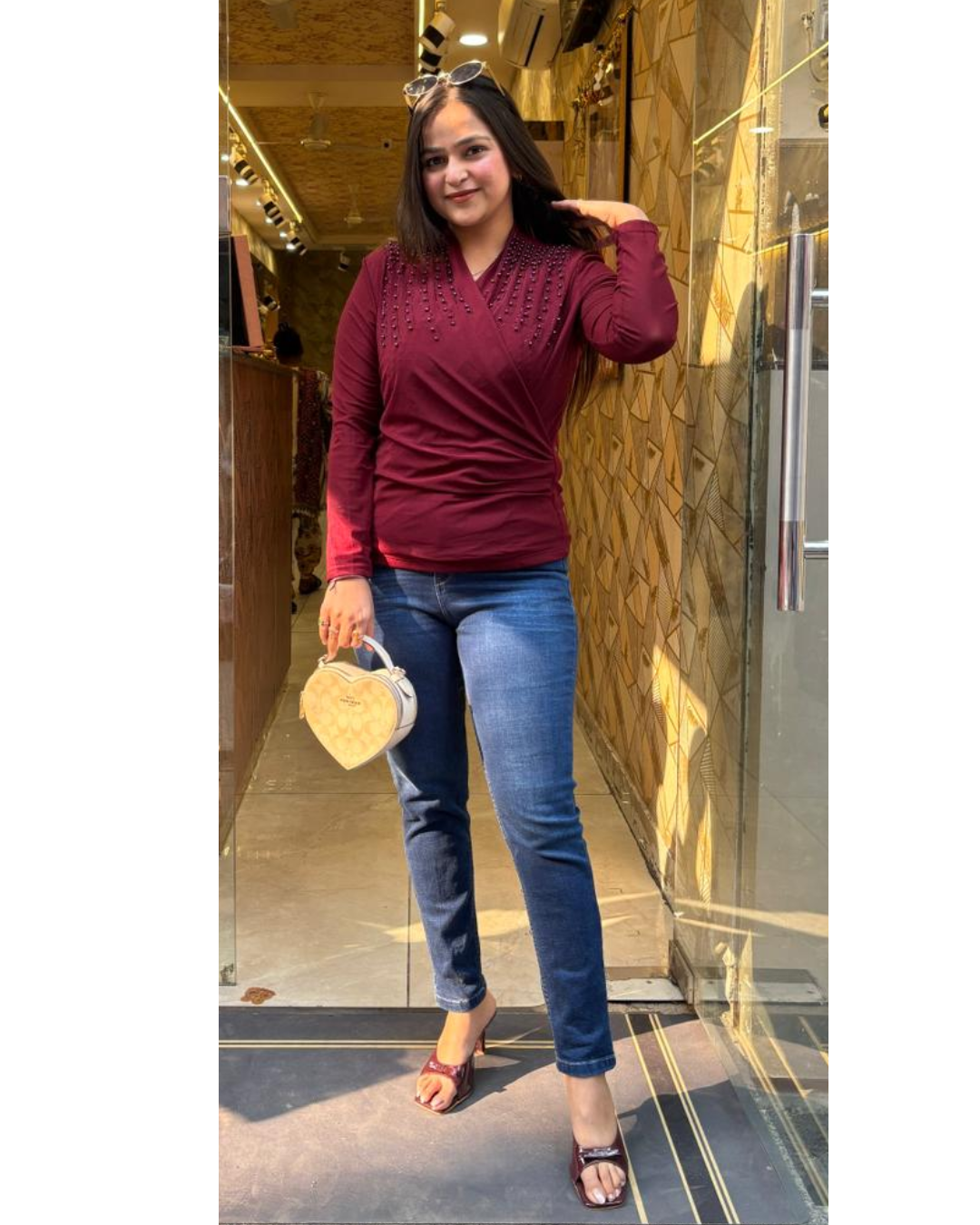 LOTTIE COWL STUDDED TOP