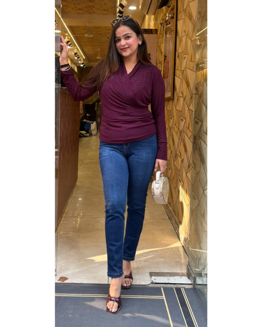 LOTTIE COWL STUDDED TOP