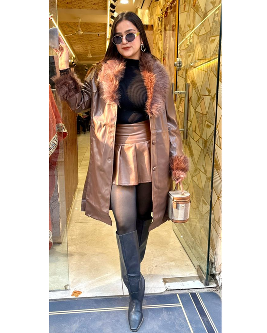 QUEEN B FUR LONG COATS WITH BELT