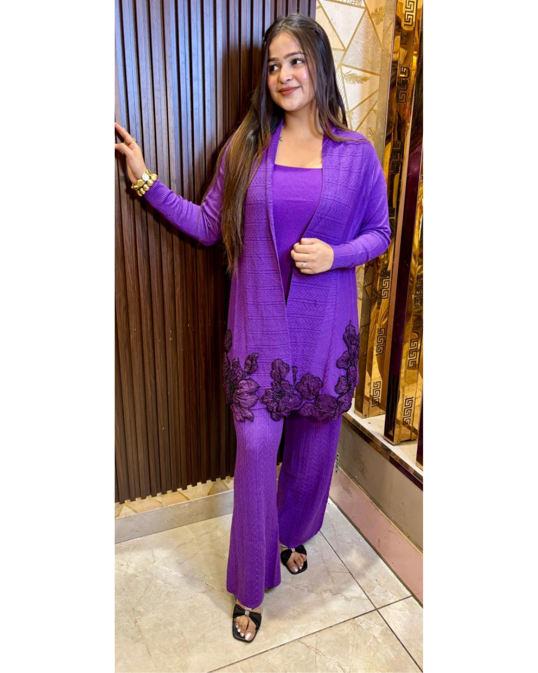 PURPLE NOOR-THREE PIECE CORDSET