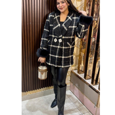 TWEED BLAZER WITH DETACHABLE FUR