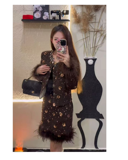 TWEED BLAZER FEATHER SET