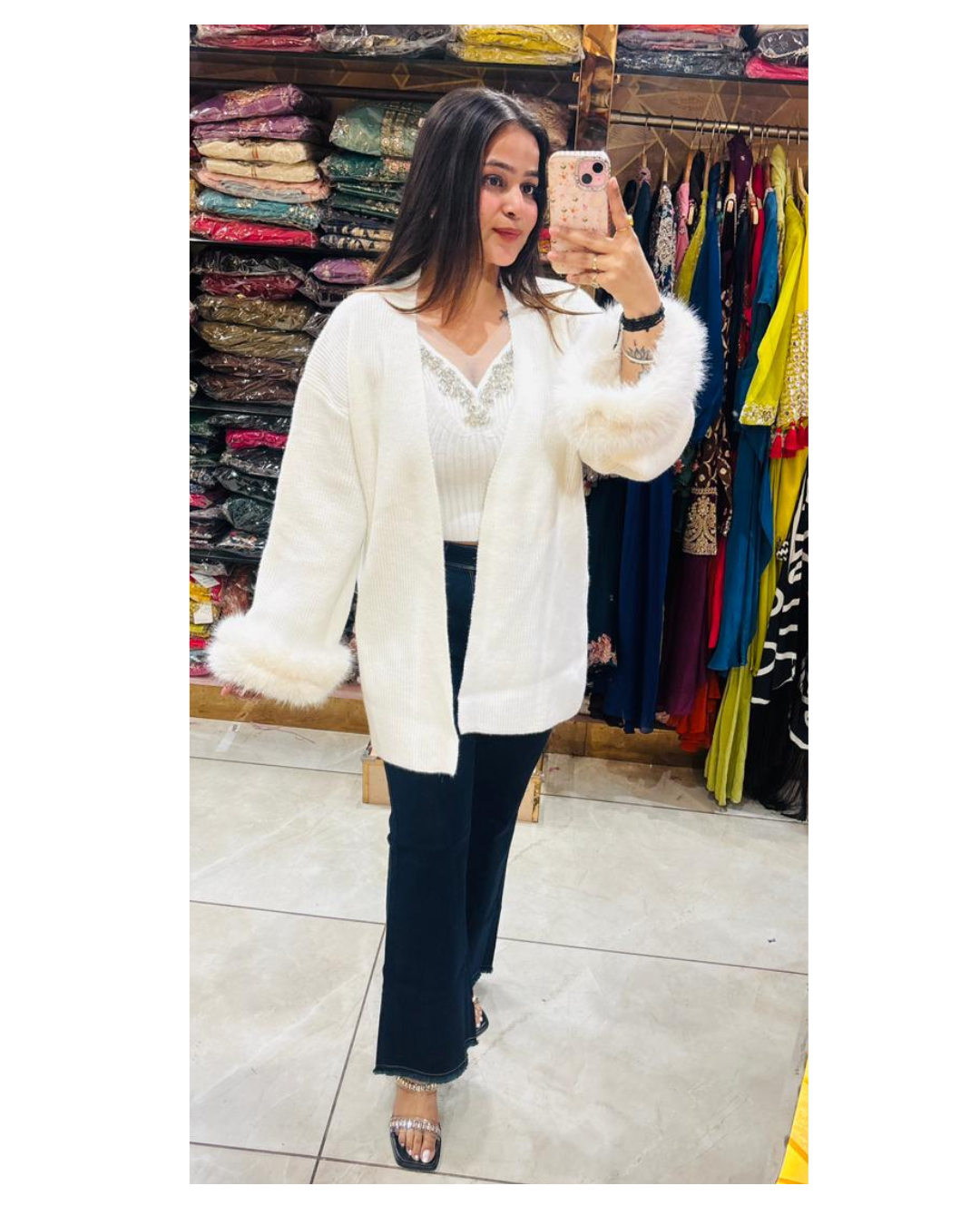 fur shrug with inner top