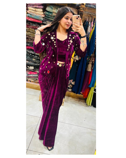 WINE VELVET THREE PIECE SET