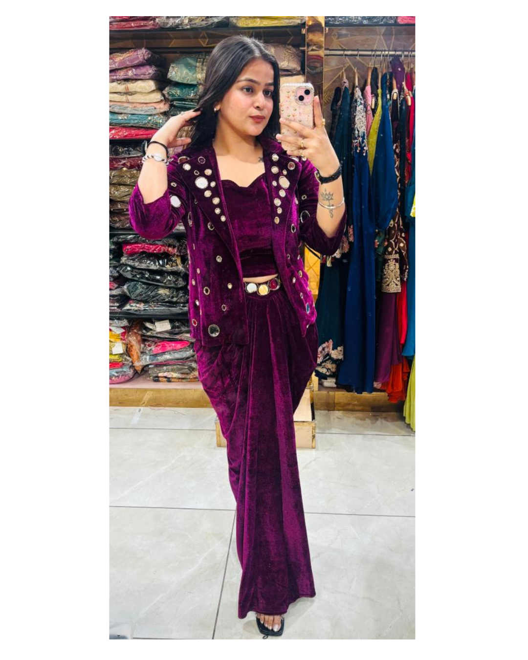 WINE VELVET THREE PIECE SET