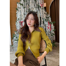 woollen top with leather collars