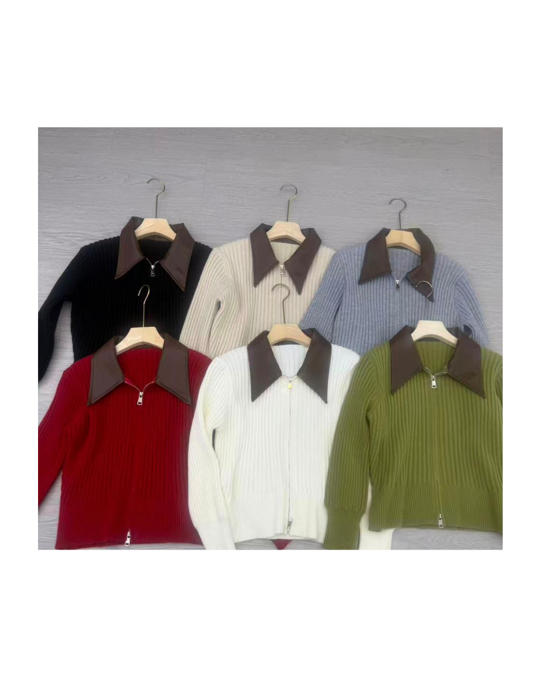 woollen top with leather collars