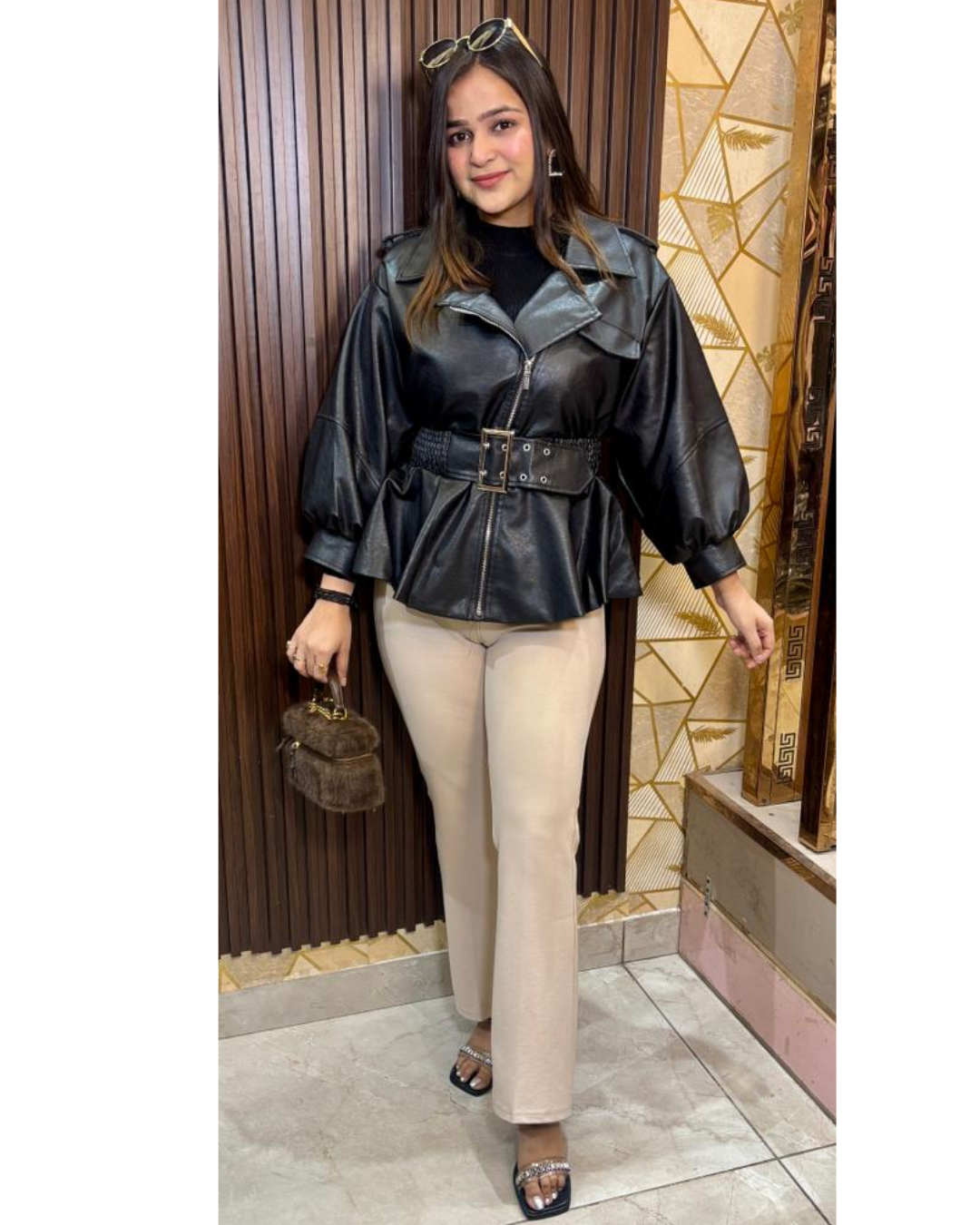 leather jacket with belt