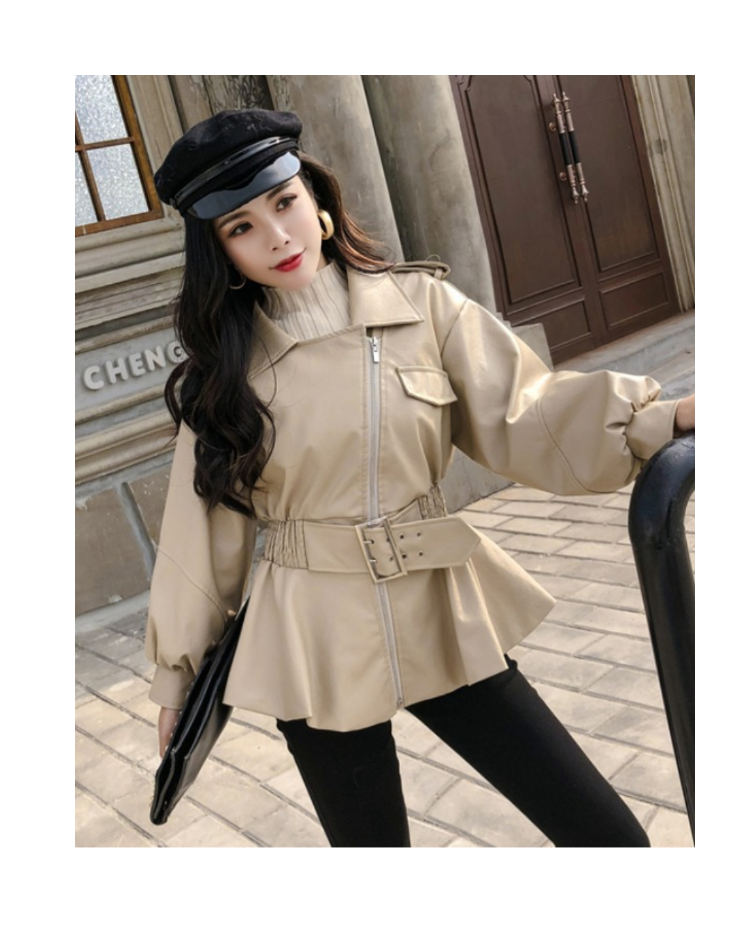 leather jacket with belt