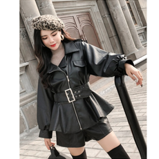 leather jacket with belt