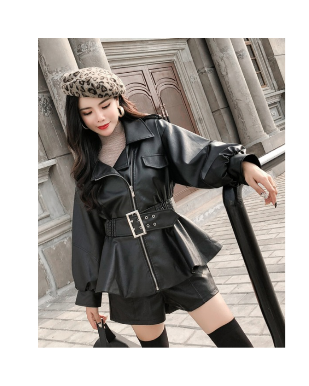 leather jacket with belt