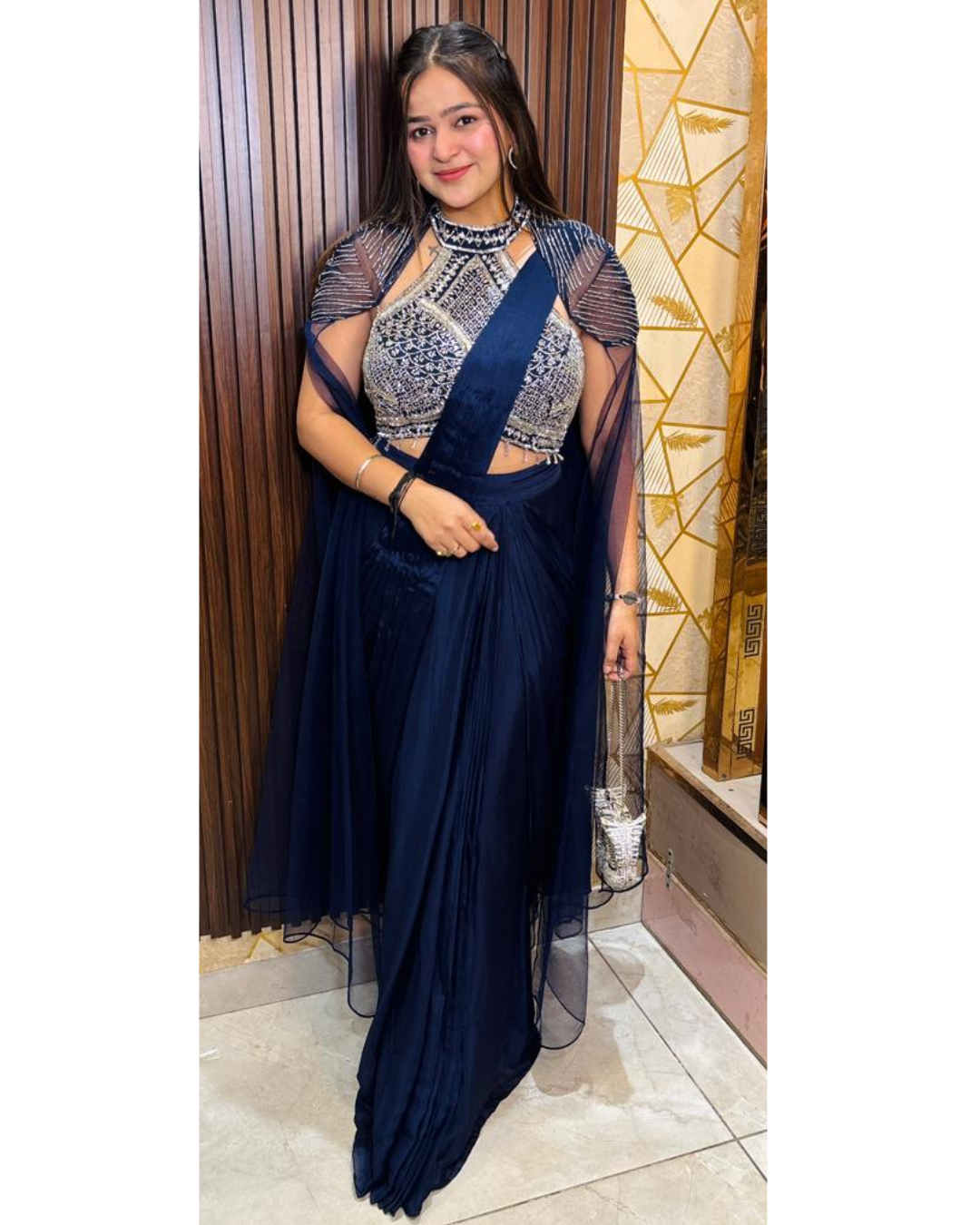 DRAPE SAREE WITH CAPE