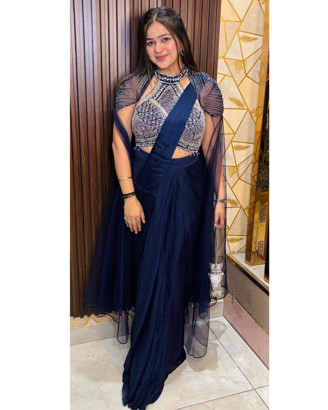 DRAPE SAREE WITH CAPE