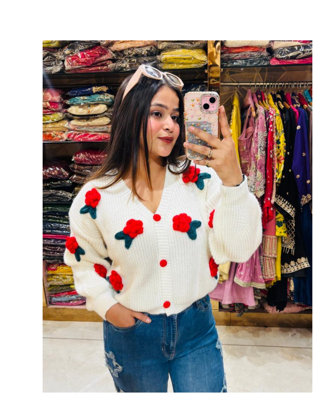 BETTY-FLORAL WINTER SWEATER