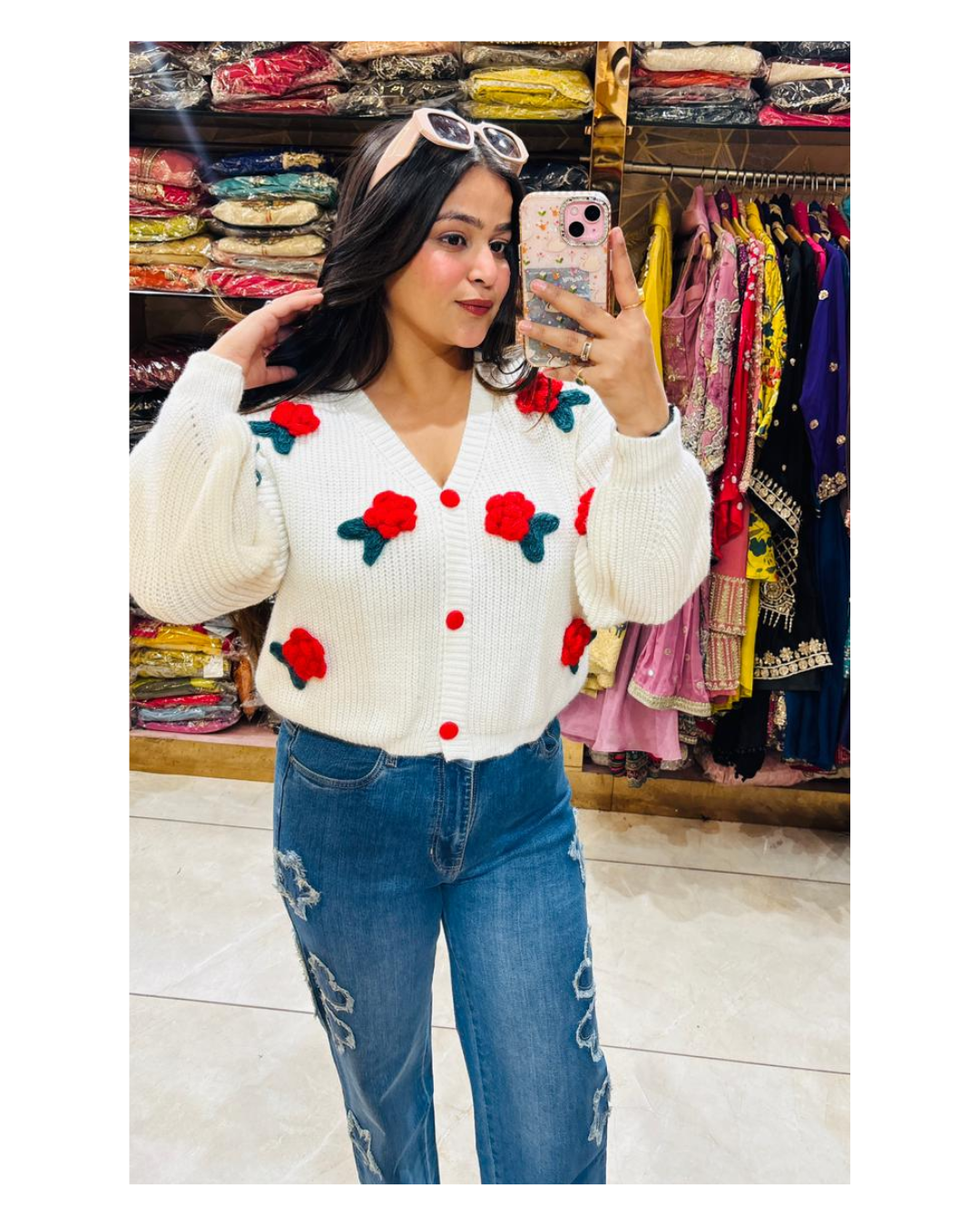BETTY-FLORAL WINTER SWEATER
