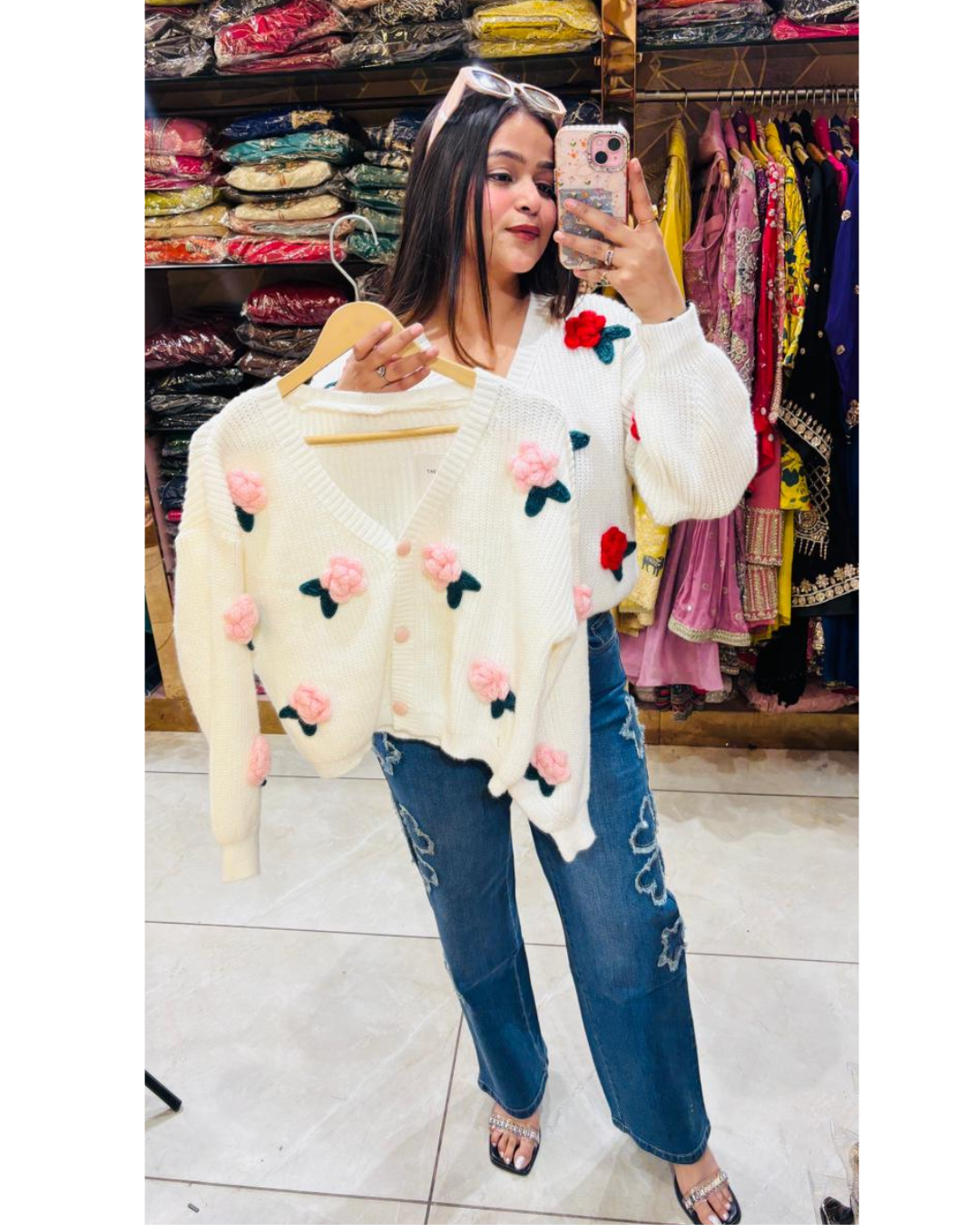 BETTY-FLORAL WINTER SWEATER