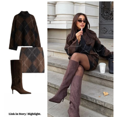 CHECKER-BROWN 2 PIECE SET