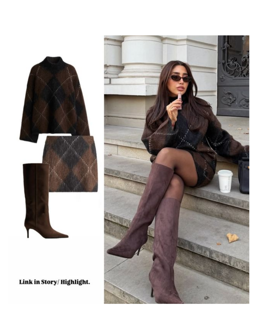 CHECKER-BROWN 2 PIECE SET