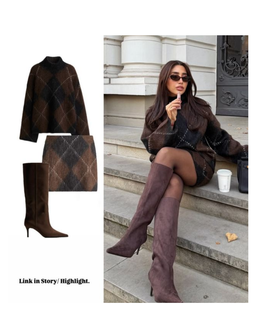 CHECKER-BROWN 2 PIECE SET