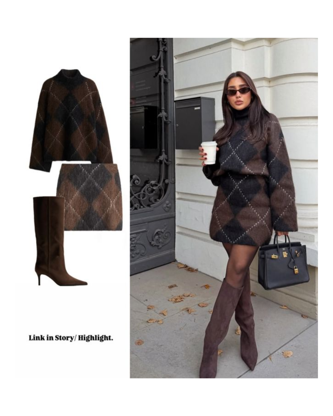 CHECKER-BROWN 2 PIECE SET