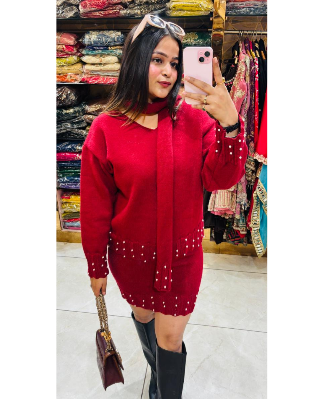 SANTA-PEARL LOADDED CORDS WITH SCARF