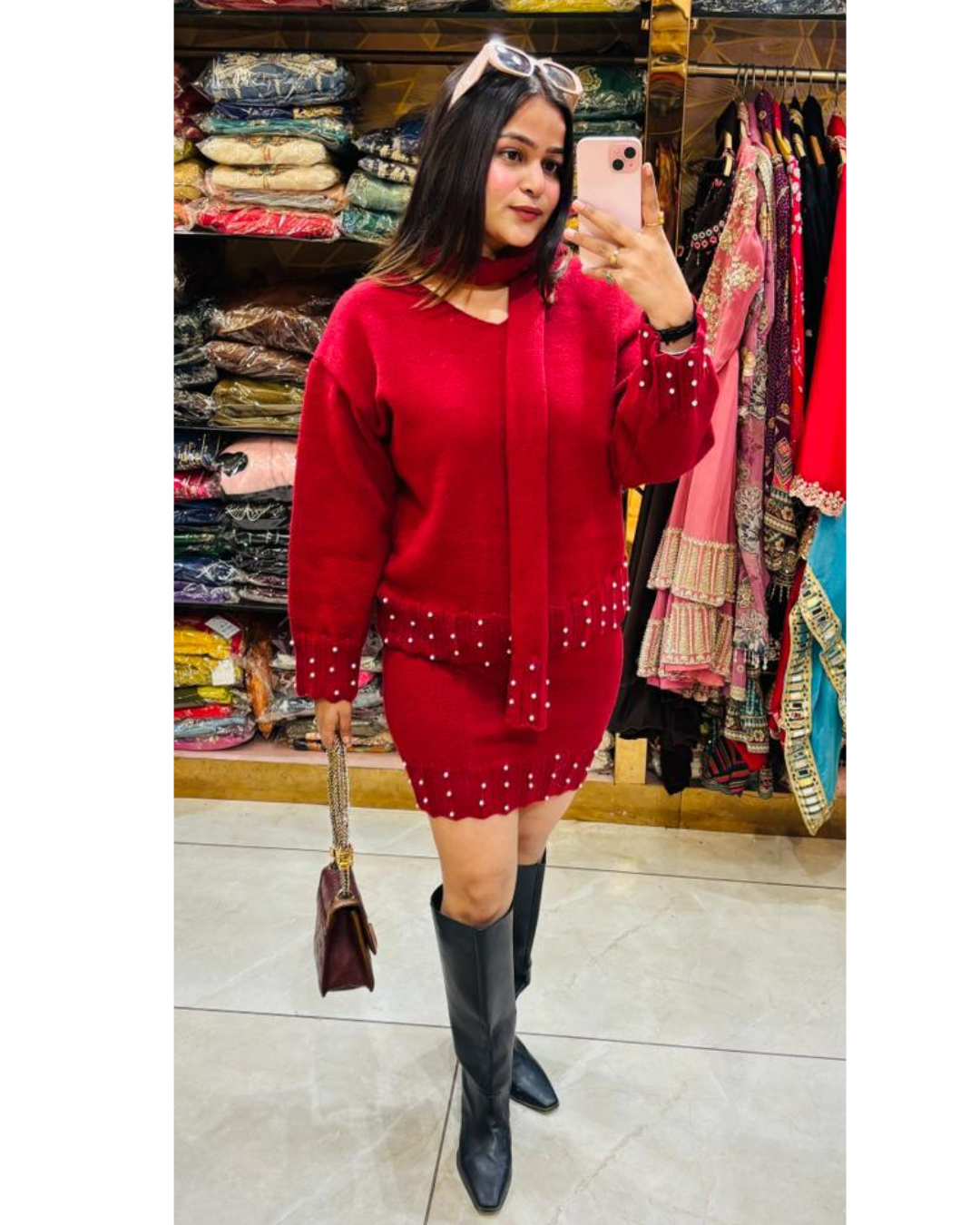 SANTA-PEARL LOADDED CORDS WITH SCARF