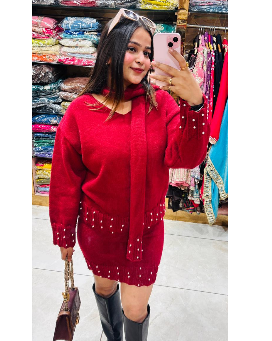 SANTA-PEARL LOADDED CORDS WITH SCARF