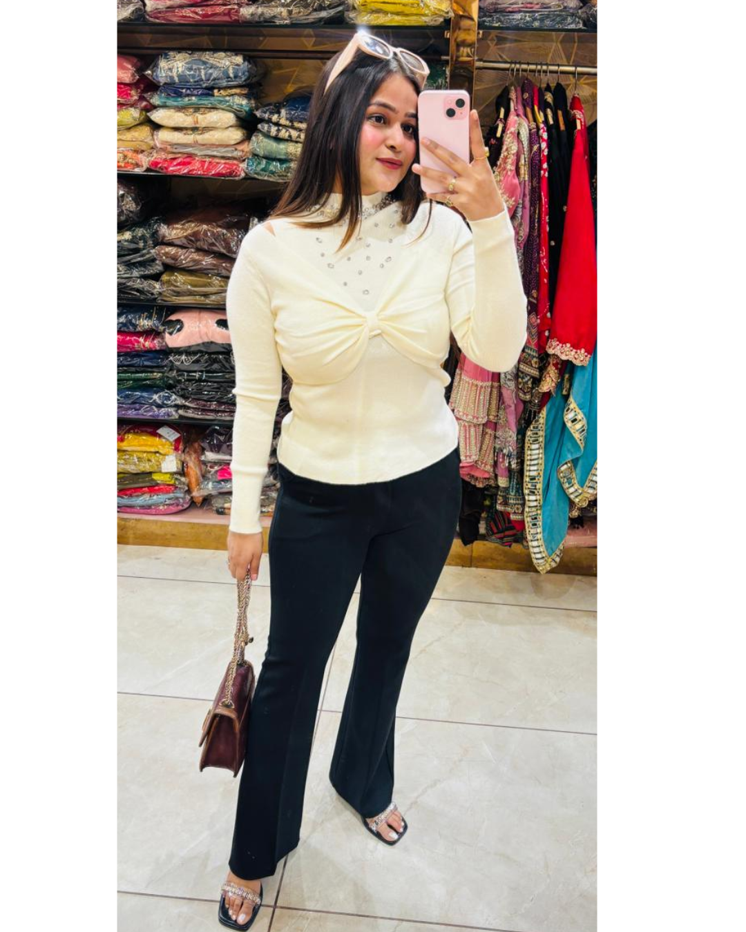white Embellished top