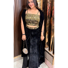 MEERA-THREE PIECE VELVET SET