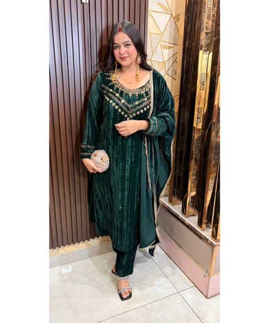 SIMMY-GREEN VELVET SUIT