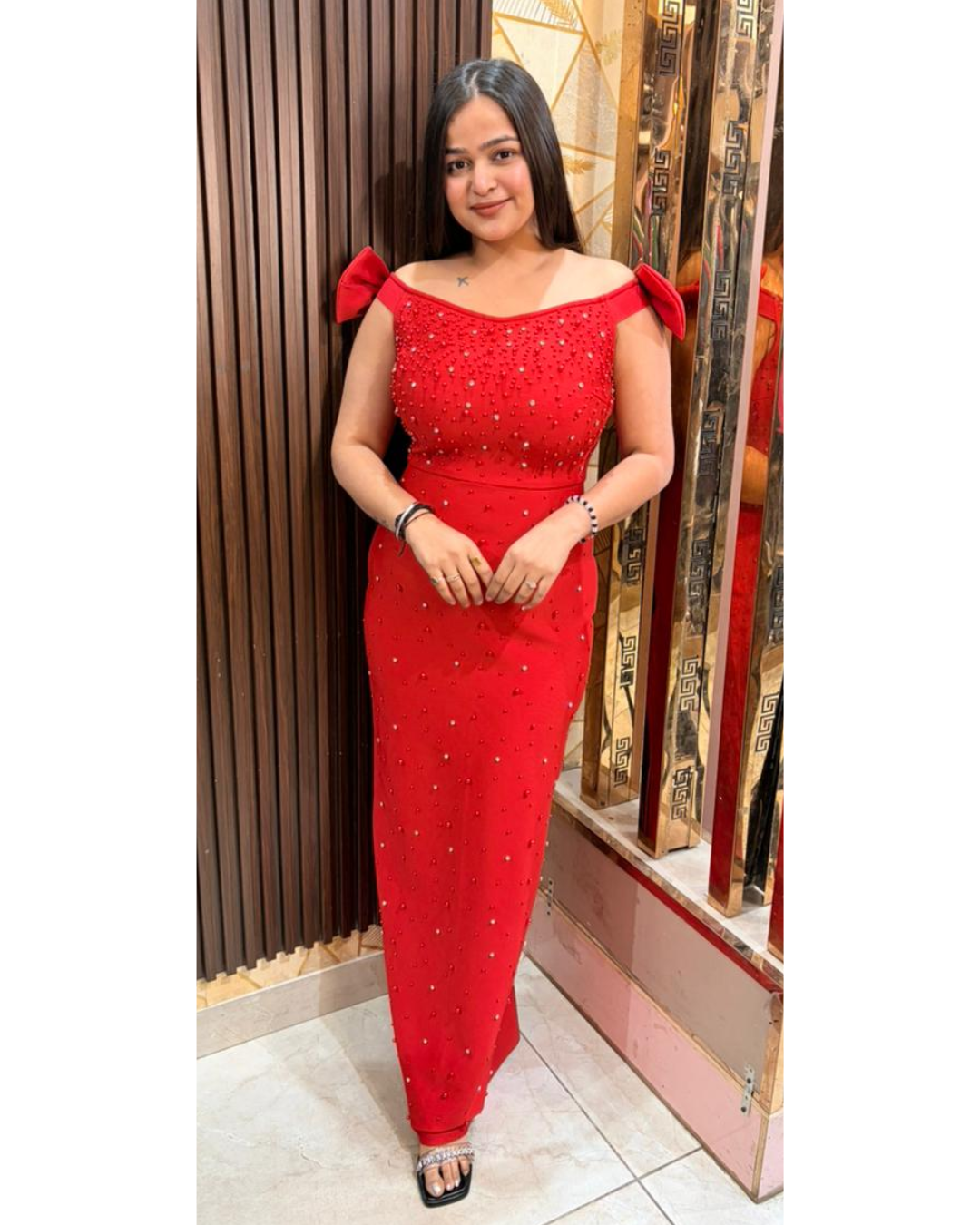 SASHA-BOW STUUDED DRESS