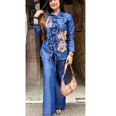 DEMI-DENIM FLORAL CORDSET