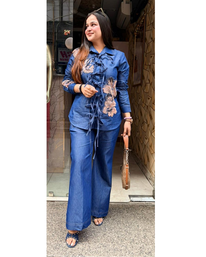 DEMI-DENIM FLORAL CORDSET