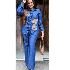 DEMI-DENIM FLORAL CORDSET